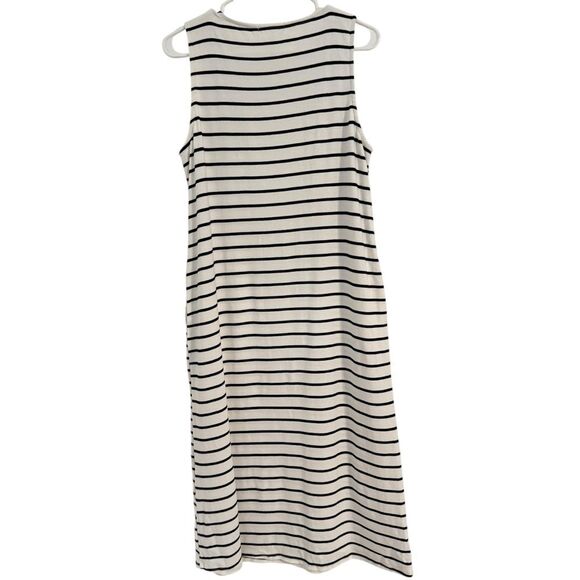 Cynthia Rowley Women's LARGE TJX Stripped Sleeveless Dress Black White Boat Neck - Picture 3 of 6